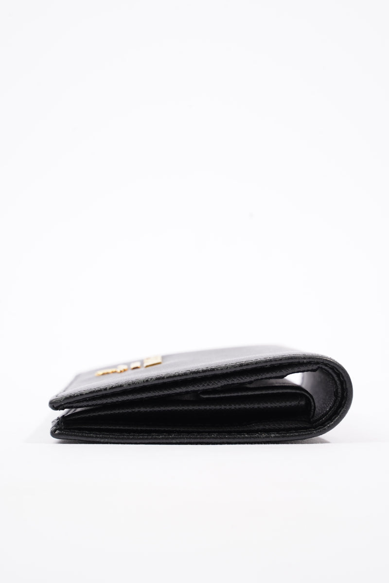  Compact Wallet Black Saffiano Leather