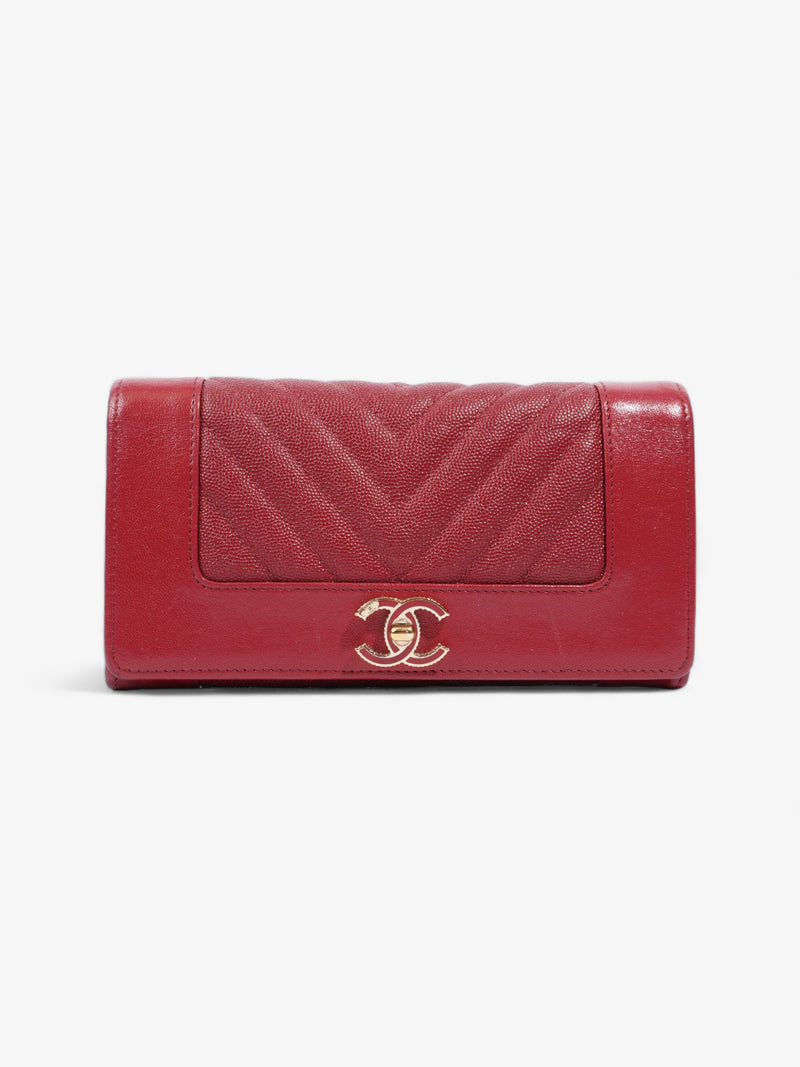  Mademoiselle Long Wallet Red Caviar Leather