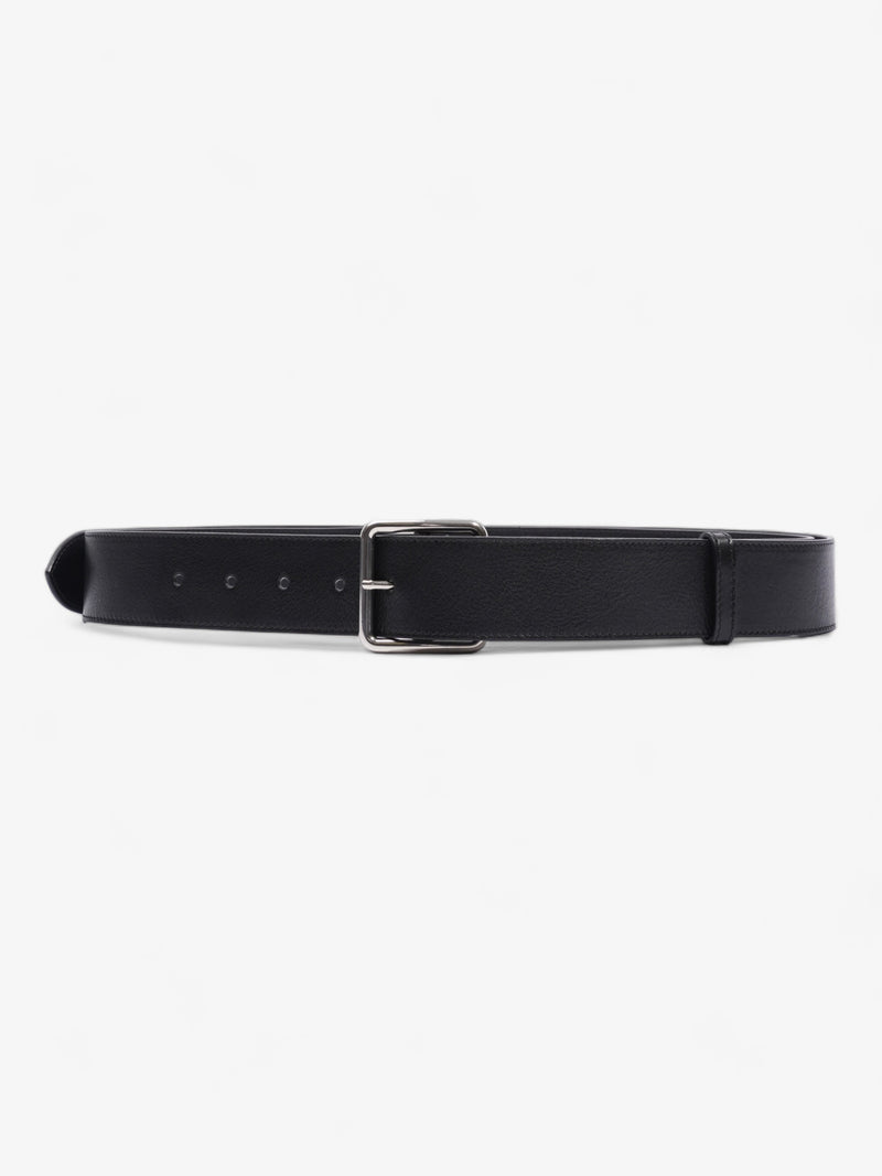  Square Buckle Belt Black Calfskin Leather 75cm 30