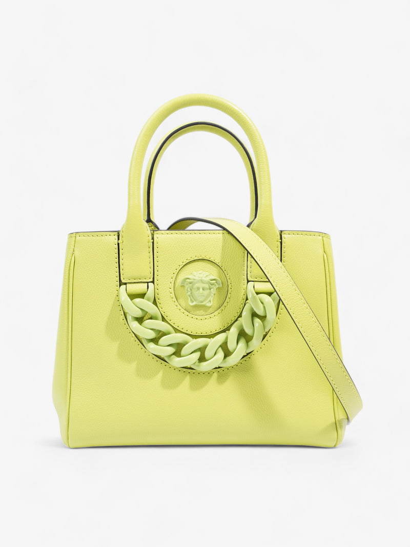  La Medusa Tote Lime Green Grained Leather Small