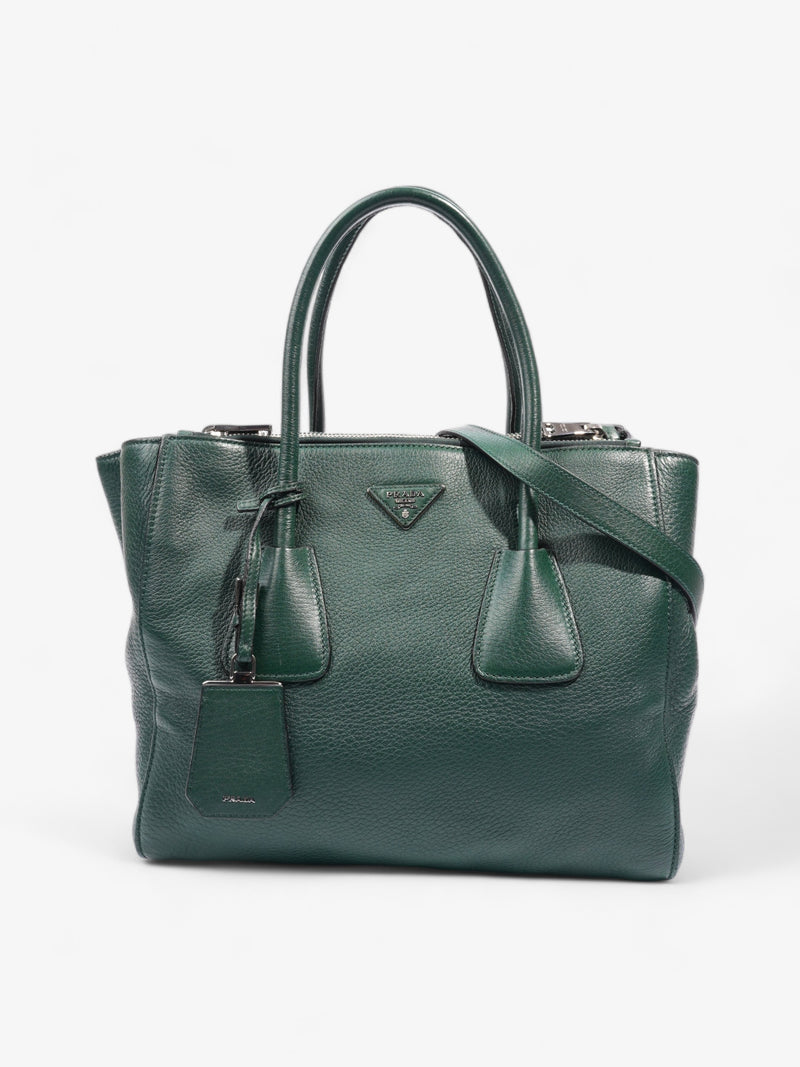  Double Zip Tote Green Saffiano Leather