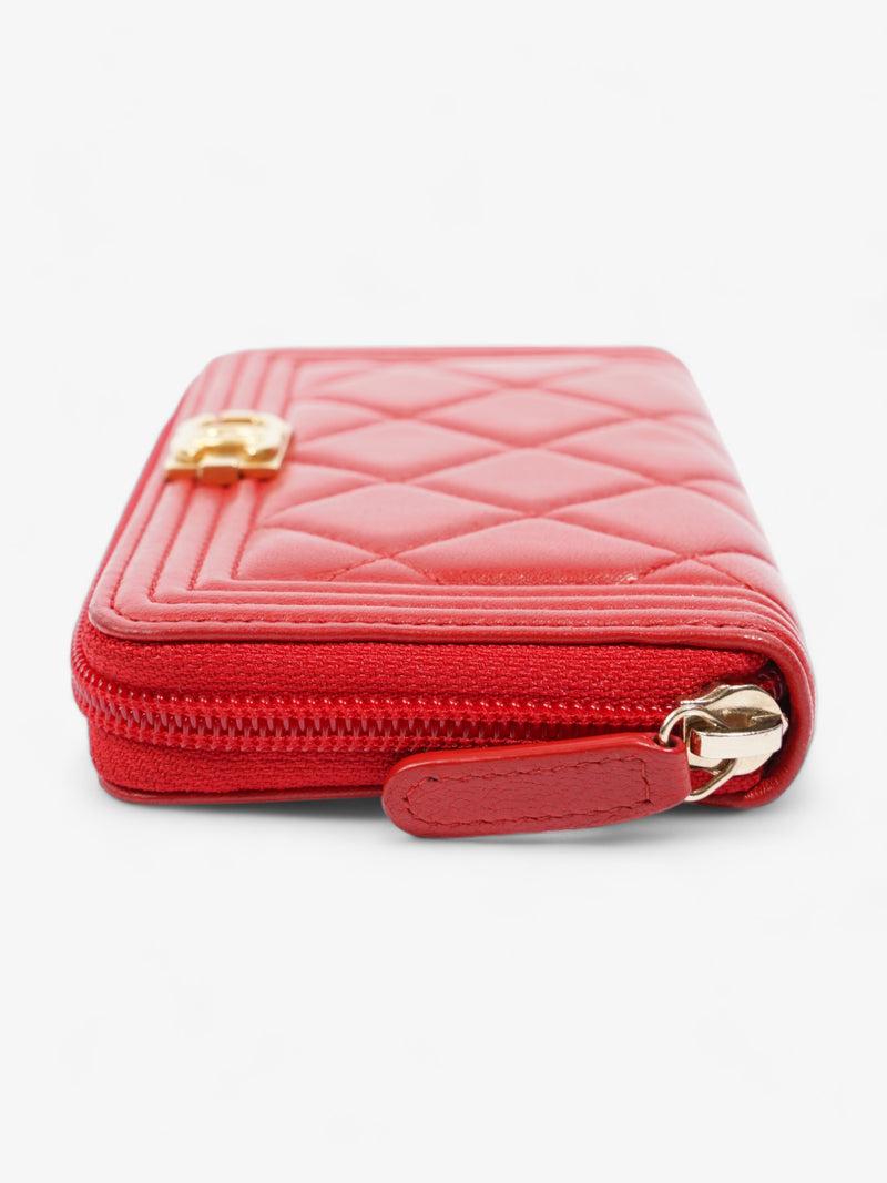  Coin Case Red Lambskin Leather