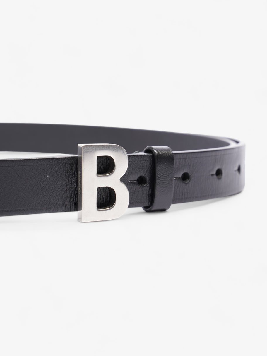 B Buckle Slim Belt Black Leather 95cm Image 3