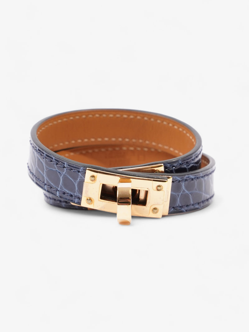  Kelly Double Tour Bracelet Midnight Blue / Gold Crocodile Leather T2 (15.5cm)