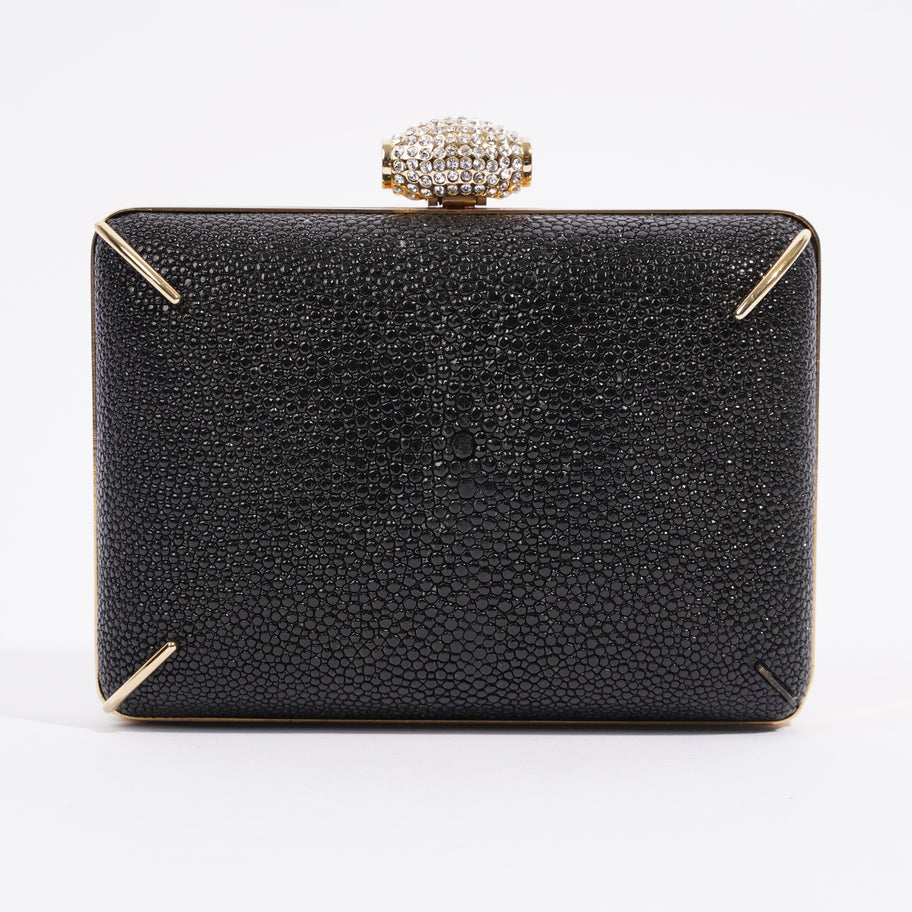 Crystal Box Clutch Black / Gold Leather Image 1
