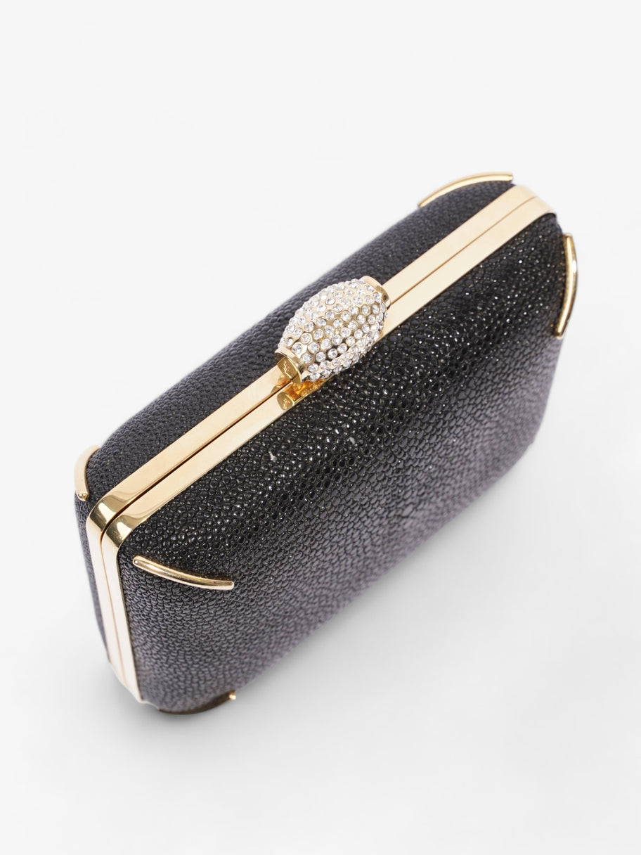 Crystal Box Clutch Black / Gold Leather Image 4