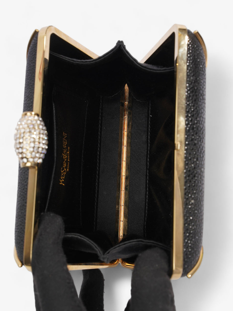 Crystal Box Clutch Black / Gold Leather Image 6
