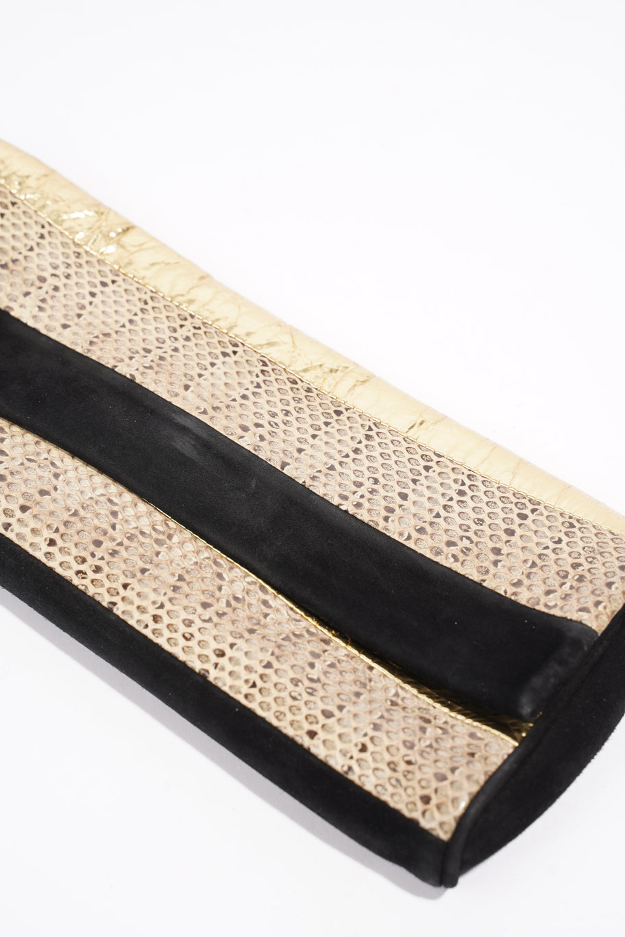 Clutch Bag With Chain Black / Gold Python Image 14