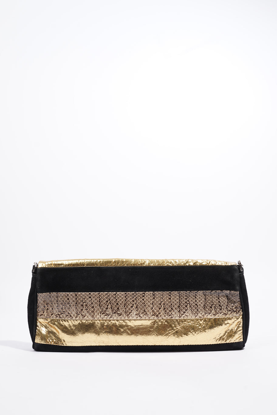 Clutch Bag With Chain Black / Gold Python Image 5