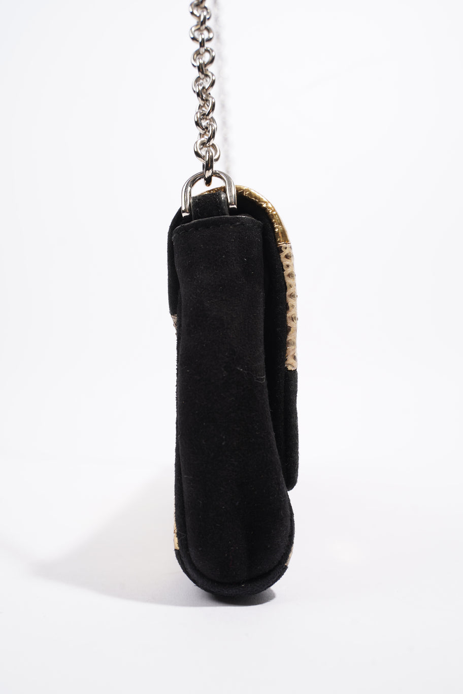 Clutch Bag With Chain Black / Gold Python Image 6
