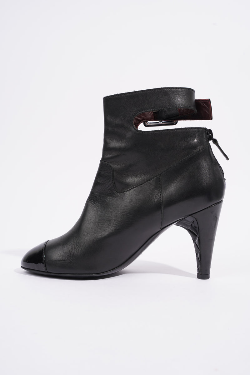  Patent Toe Ankle Boot 80 Black Leather EU 38 UK 5