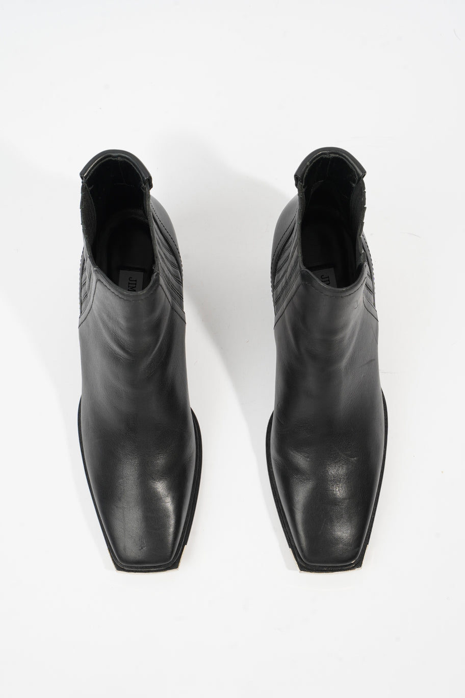 Square Toe Ankle Boots Black Leather EU 38 UK 5 Image 8