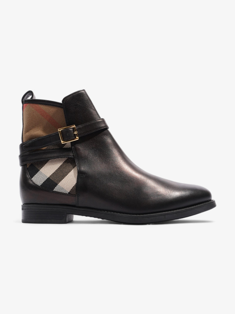  Ankle Boots Black / Check Leather EU 39 UK 6