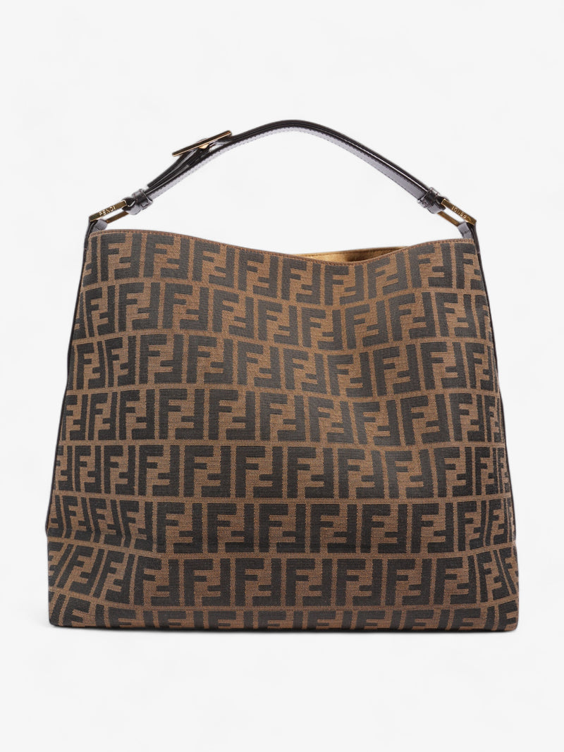  Buckle Strap Hobo Zucca Bag Brown Canvas