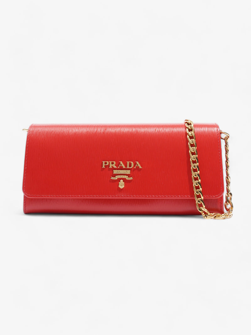  Vitello Long Wallet On Chain Red Leather