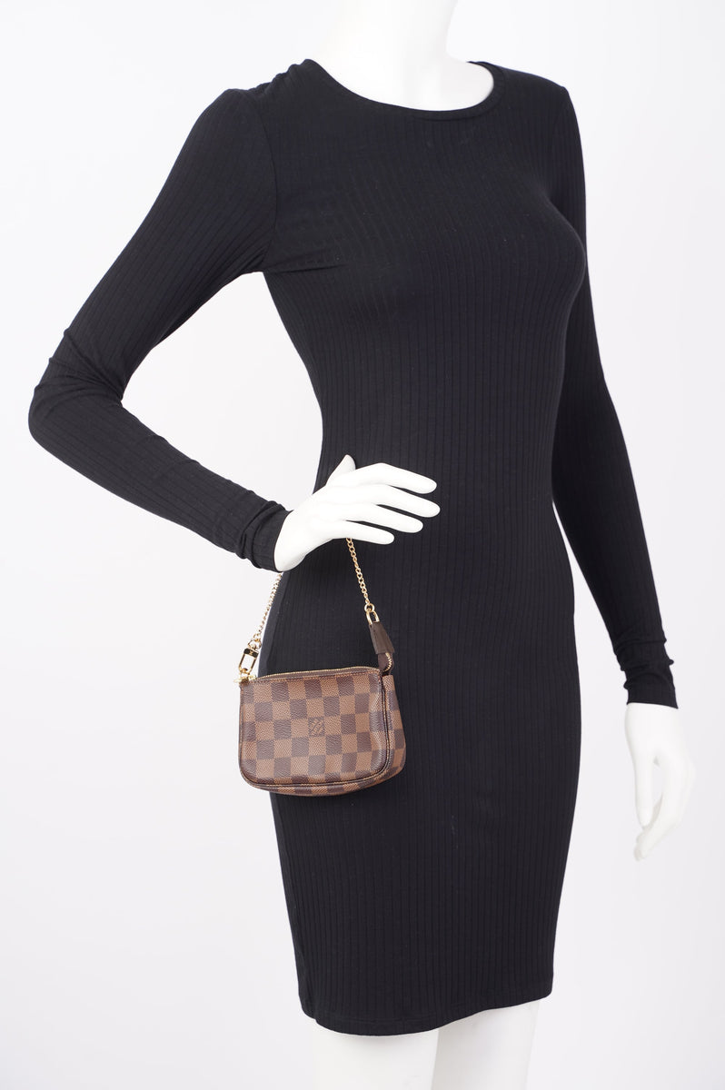 Louis Vuitton Womens Mini Pochette Damier Ebene Canvas – Luxe