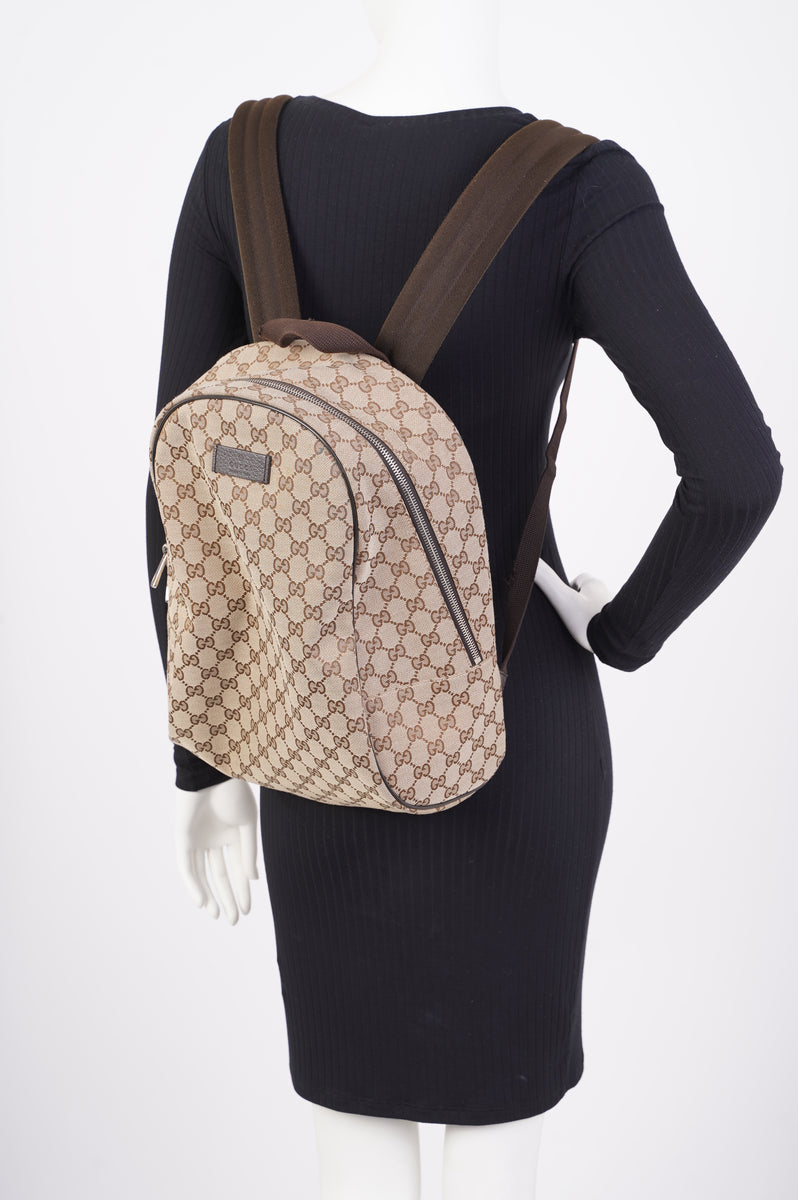 GUCCI GG Monogram Canvas Travel Backpack Bag Beige 449906