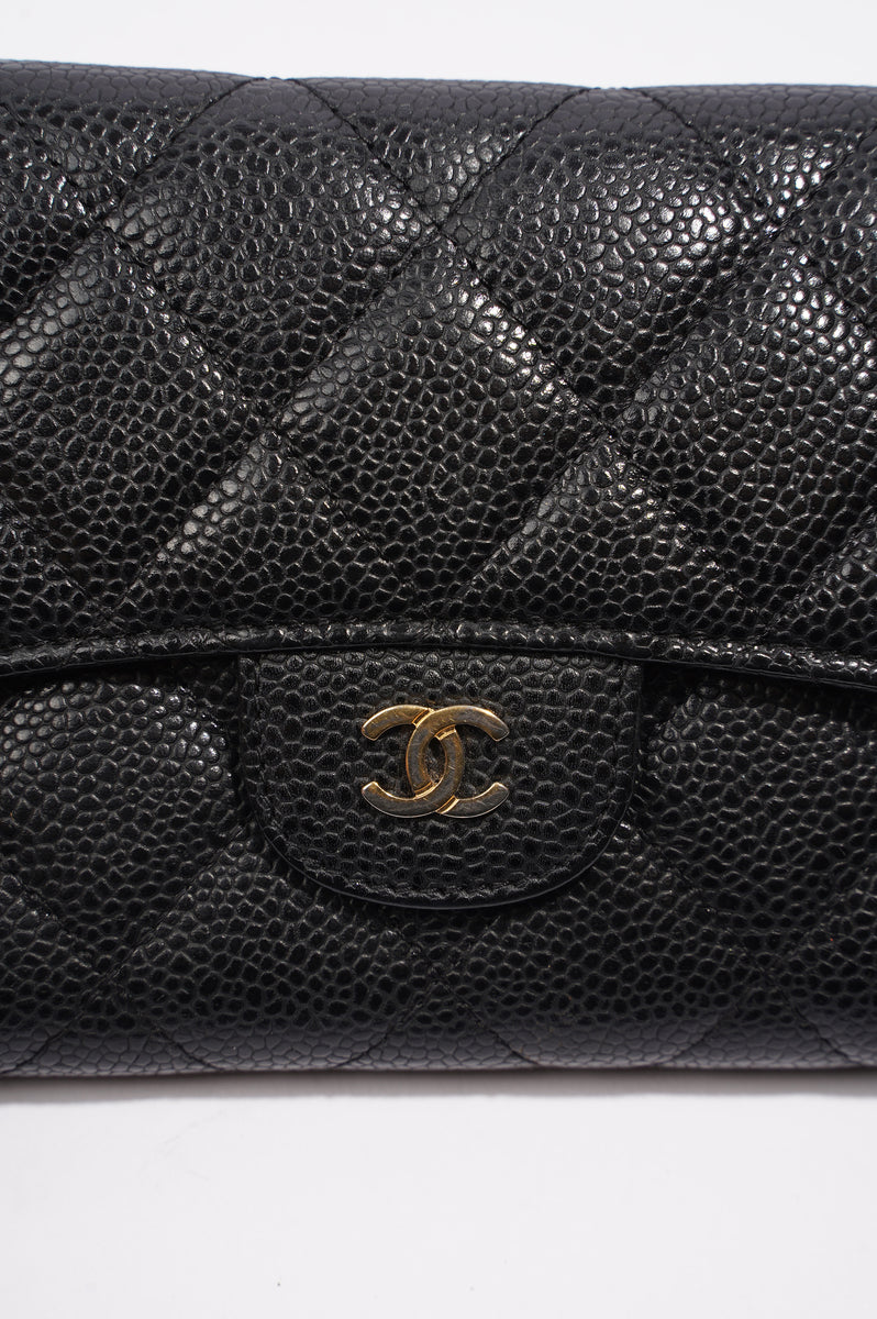 Chanel Flap Wallet Quilted Diamond Small Caviar Black