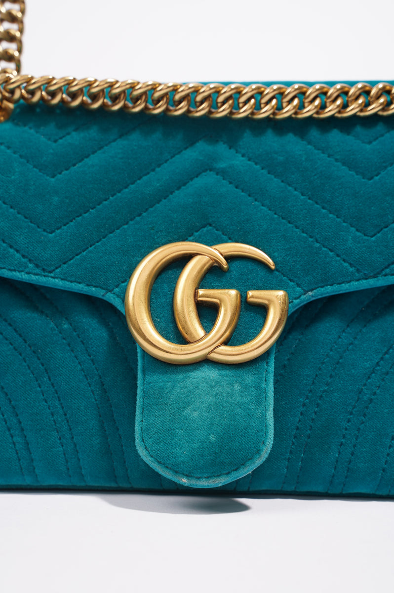 Gucci turquoise hot sale velvet bag