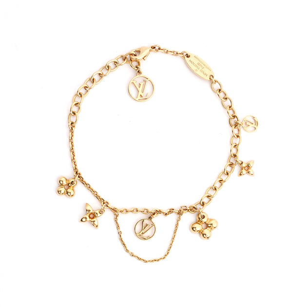 Louis Vuitton Louis Vuitton Damier Faux Pearl x Gold Chain Bracelet