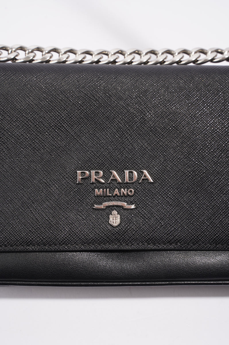 Prada crossbody black leather bag silver hardware – The Find