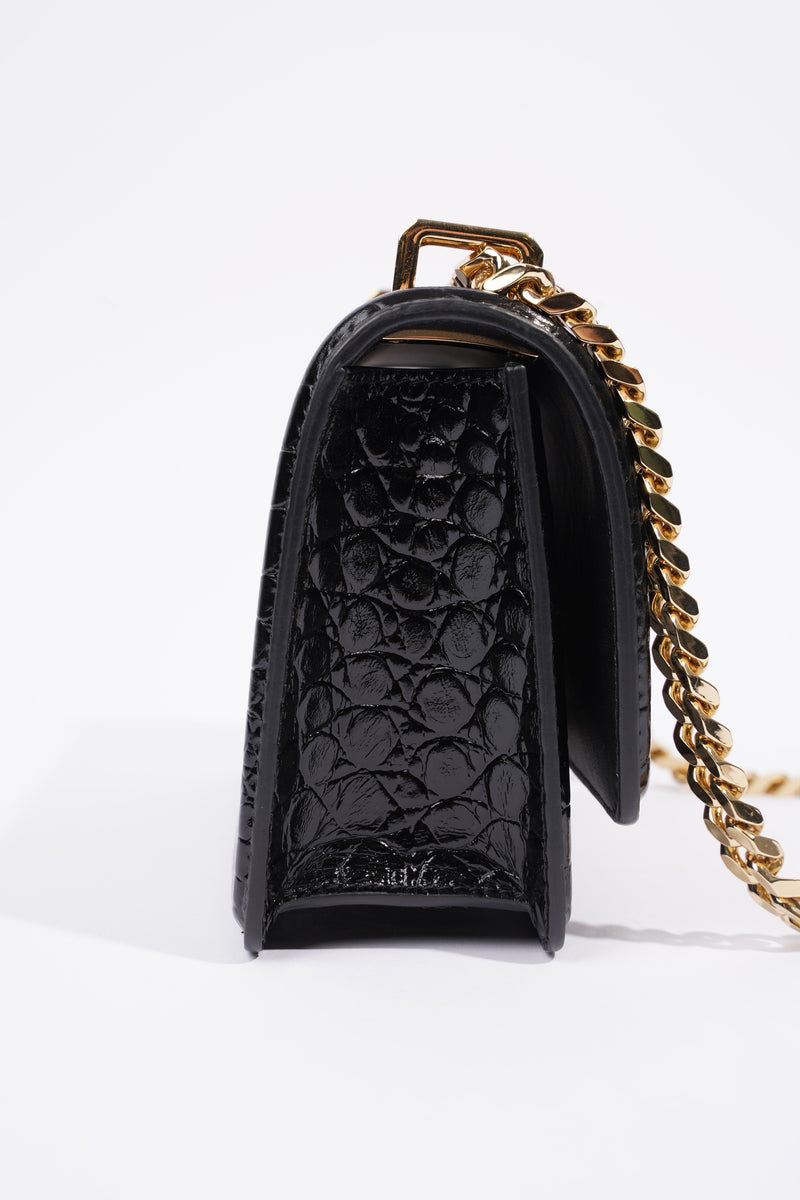 Burberry Black Embossed Leather Thornton Small Crossbody Bag