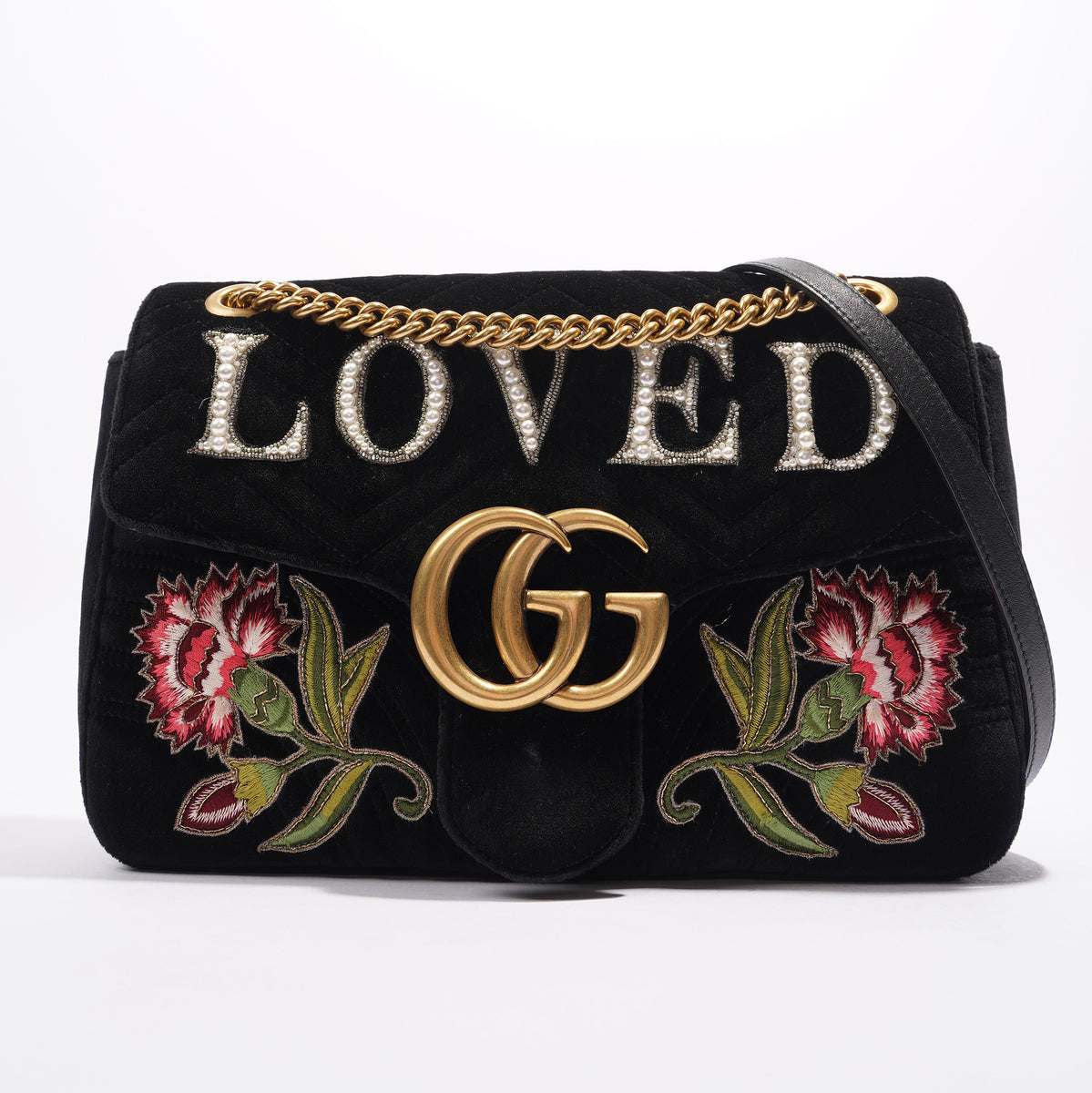 Gucci Mamont Loved Flap Black Embroidery / Velvet Medium – Luxe