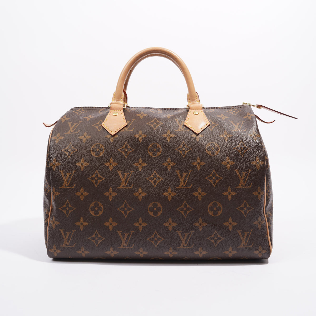 LOUIS VUITTON Speedy 30 Monogram Canvas Satchel Bag Brown