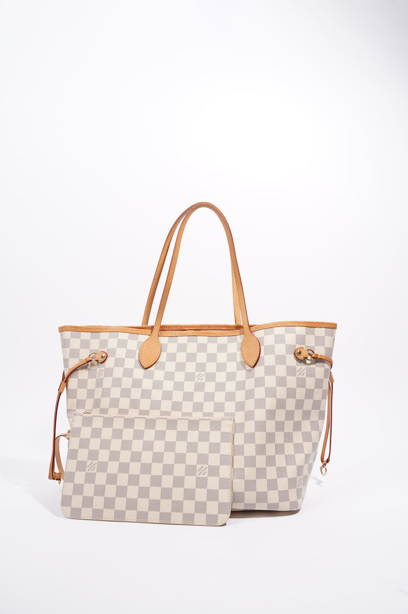 Louis Vuitton Neverfull MM Tote Bag Damier Azur Canvas With