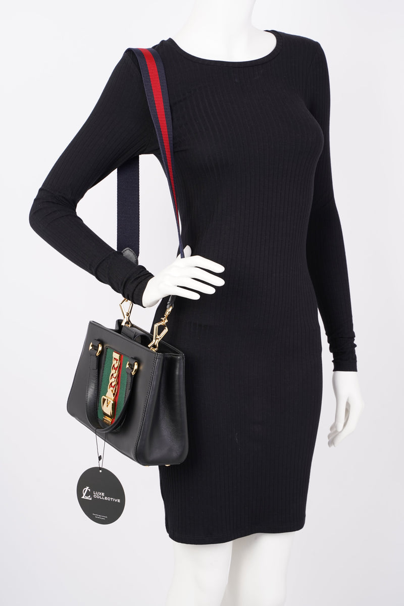 Gucci Sylvie Top Handle Bag Black Leather