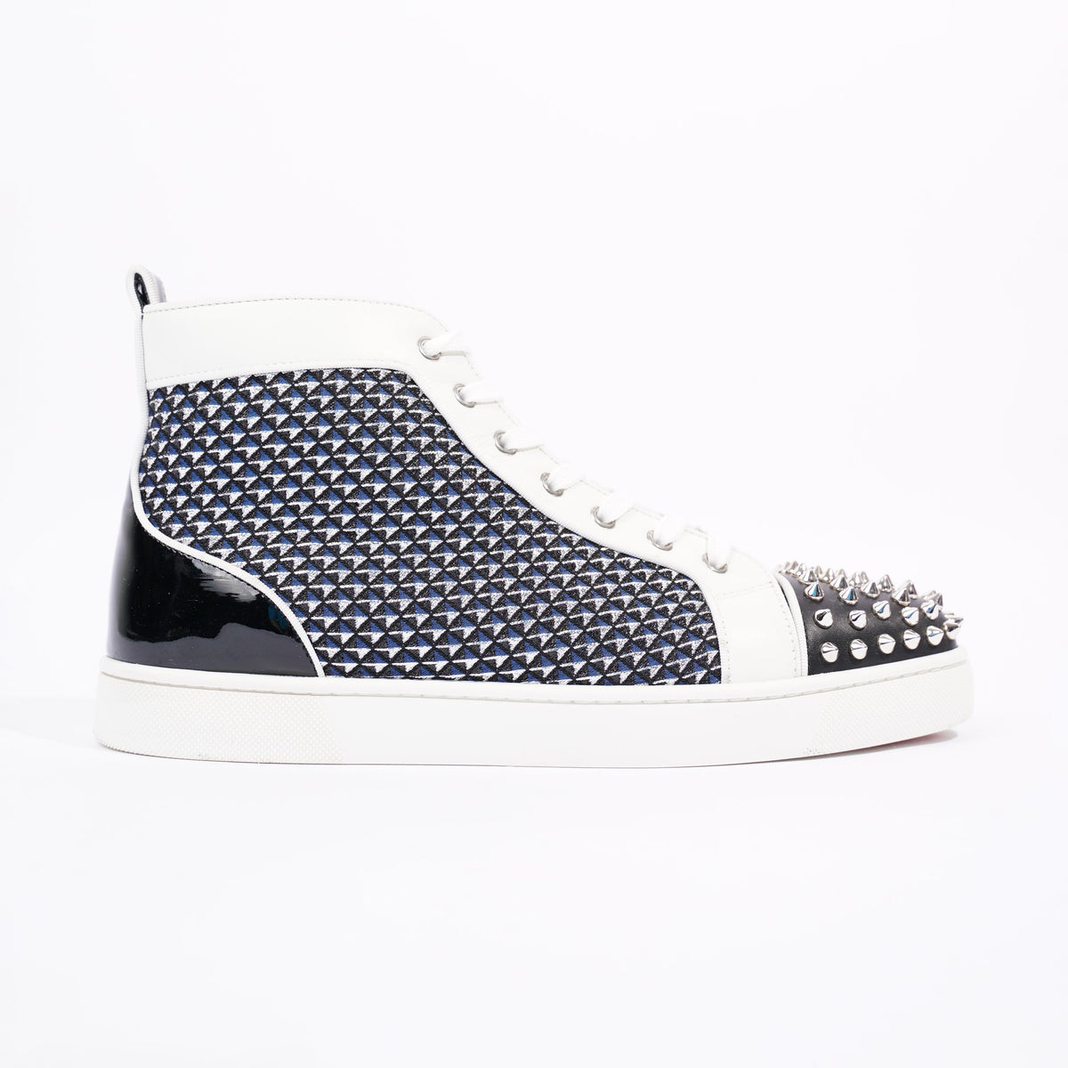 CHRISTIAN LOUBOUTIN LOUIS JUNIOR SPIKES ORLATO FLAT MULTI/SILVER