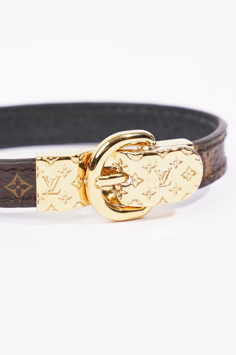 Louis Vuitton Brown / Gold Buckle Detail Fasten Your LV Monogram Canvas Bracelet  Leather ref.1009419 - Joli Closet