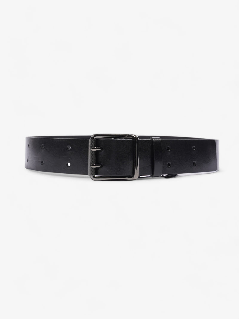  Large Buckle Belt Black Leather 36