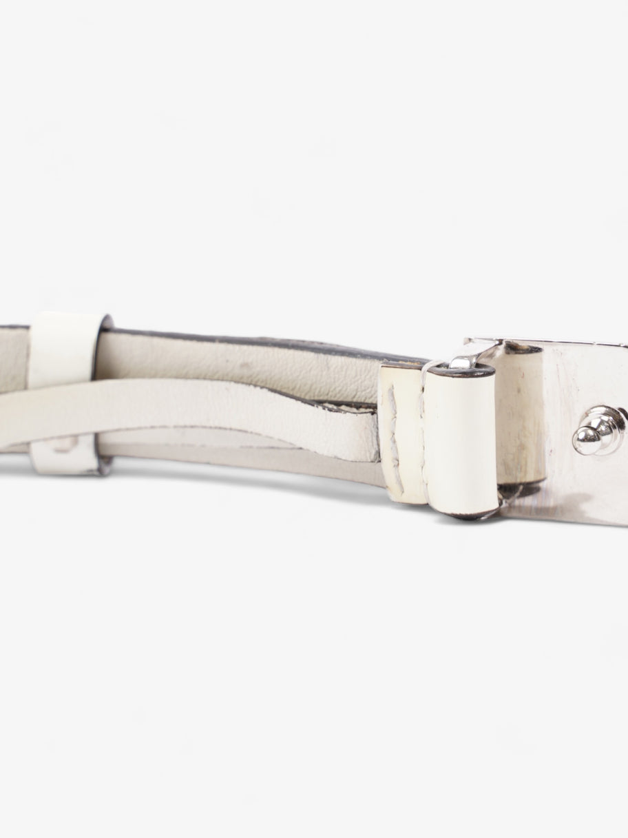 Thin Square Buckle Belt White Patent Leather 85cm Image 4