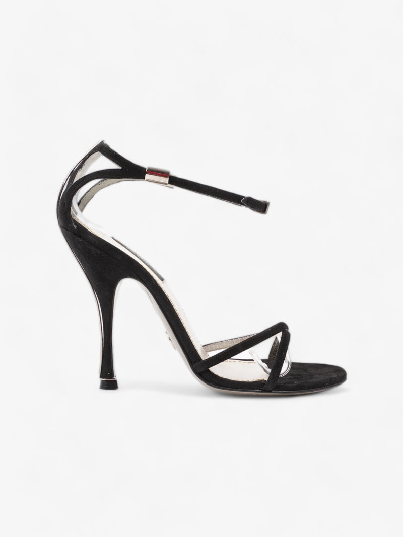  Dolce and Gabbana Strappy Heels 90mm Black / Silver Suede EU 36 UK 3