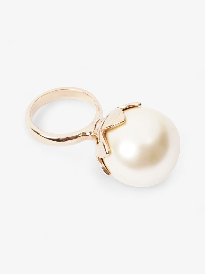  Christian Dior Faux Pearl Ring Gold Base Metal M (Circumference - 16.56mm)
