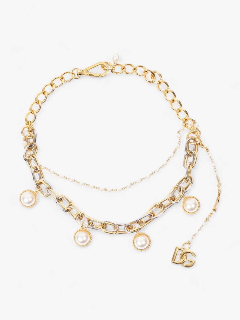  DG Pearl Chain Necklace Gold / Silver / Pearl Brass