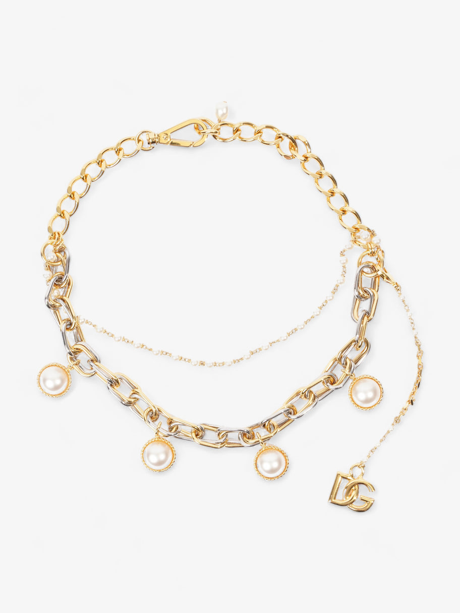 DG Pearl Chain Necklace Gold / Silver / Pearl Brass Image 1