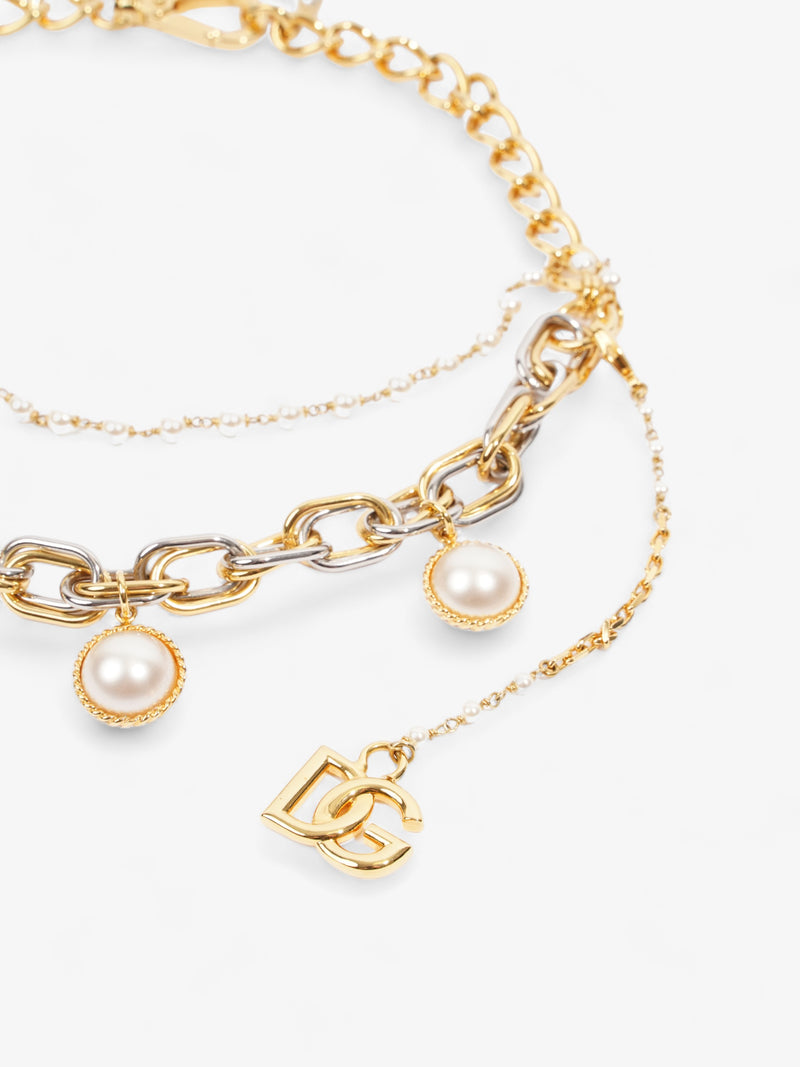  DG Pearl Chain Necklace Gold / Silver / Pearl Brass