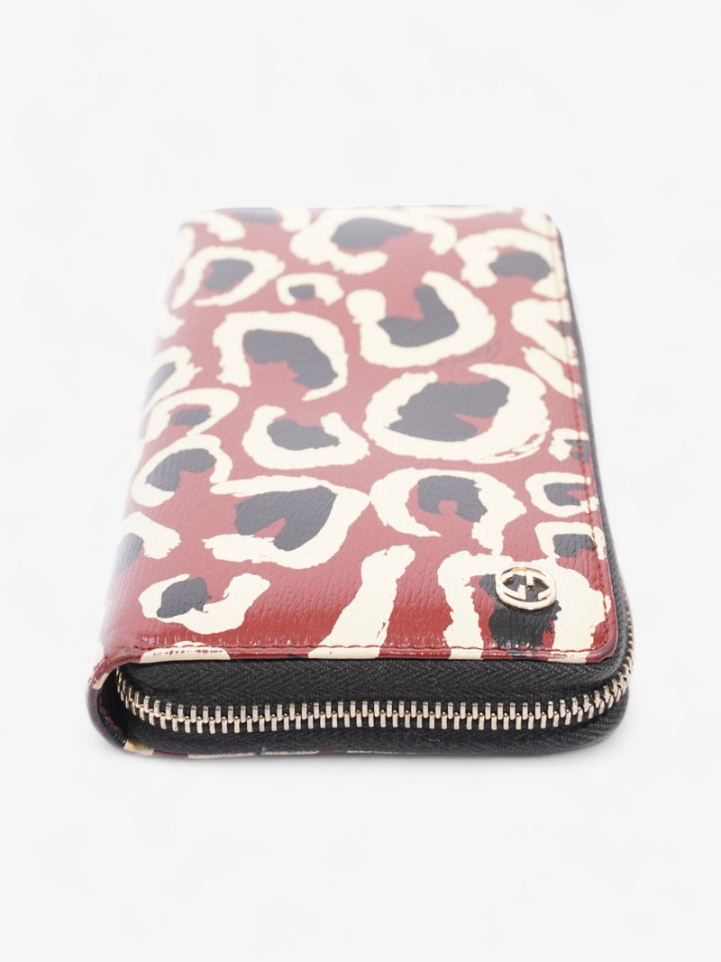  Leopard Print Zip Around Wallet Red / Black Calfskin Leather