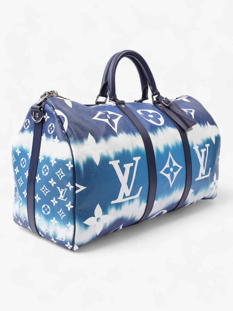 Keepall Bandouliere Escale 50 Blue and White Monogram Coated Canvas Image 7