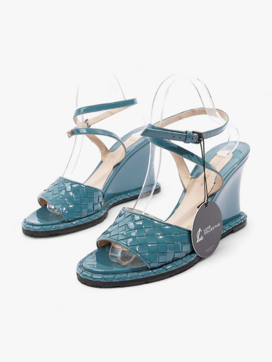 Strap Wedge Sandals 100 Turquoise Patent Leather EU 39 UK 6 Image 10