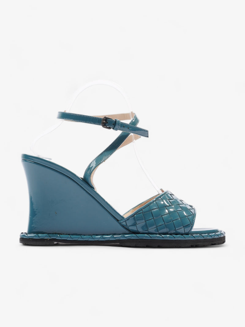  Strap Wedge Sandals 100 Turquoise Patent Leather EU 39 UK 6