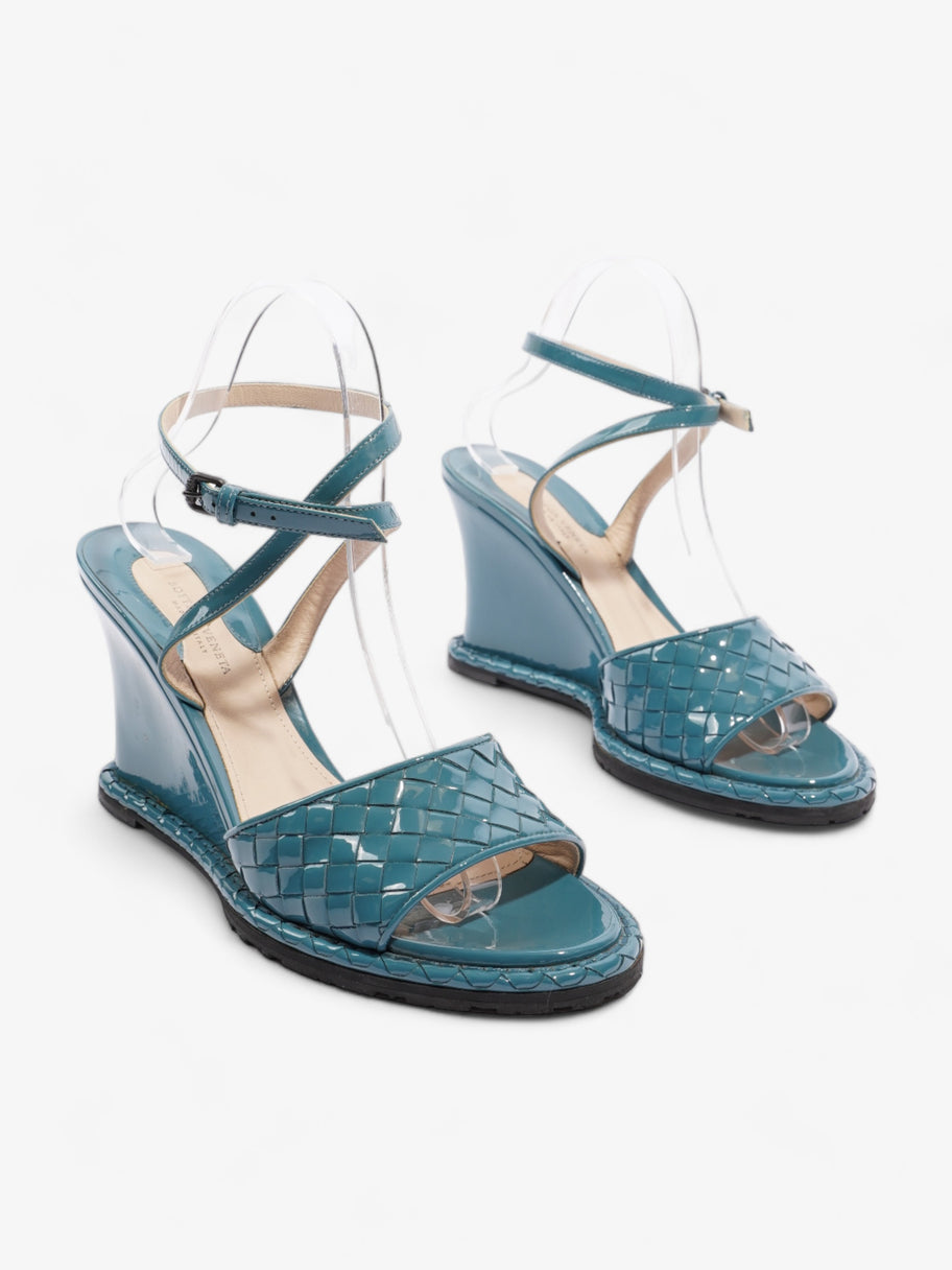 Strap Wedge Sandals 100 Turquoise Patent Leather EU 39 UK 6 Image 2