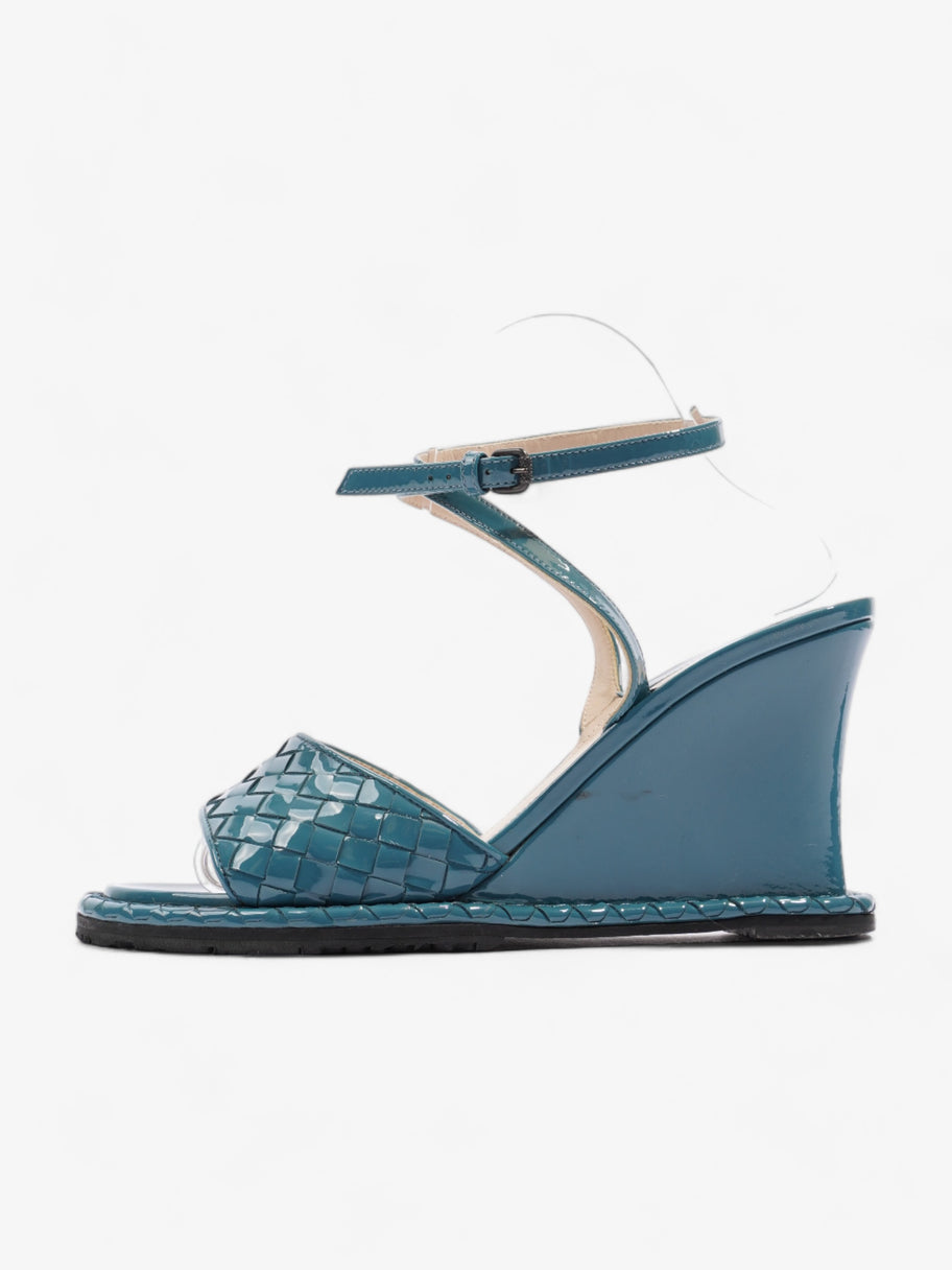 Strap Wedge Sandals 100 Turquoise Patent Leather EU 39 UK 6 Image 5