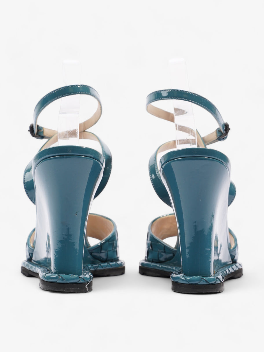 Strap Wedge Sandals 100 Turquoise Patent Leather EU 39 UK 6 Image 6