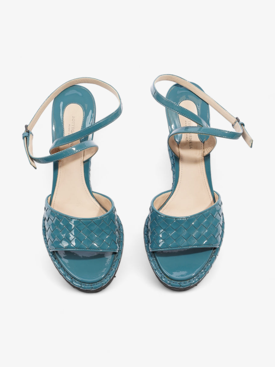 Strap Wedge Sandals 100 Turquoise Patent Leather EU 39 UK 6 Image 8