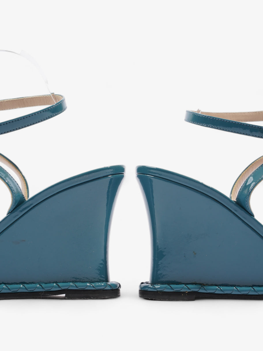 Strap Wedge Sandals 100 Turquoise Patent Leather EU 39 UK 6 Image 9
