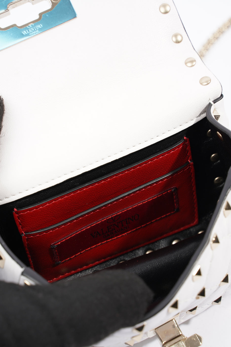 Rockstud Shoulder Bag White Leather Image 9