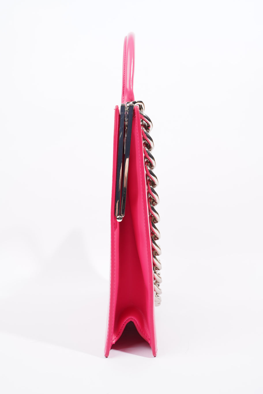 Four Ring Top Handle Neon Pink Leather Image 5